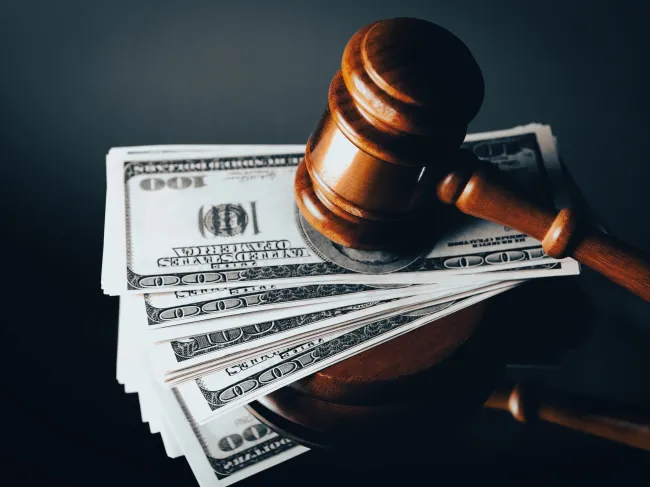 judge gavel and cash